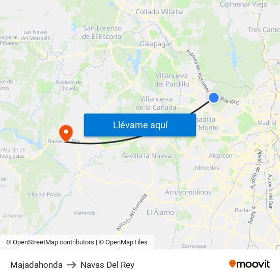 Majadahonda to Navas Del Rey map