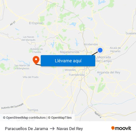 Paracuellos De Jarama to Navas Del Rey map