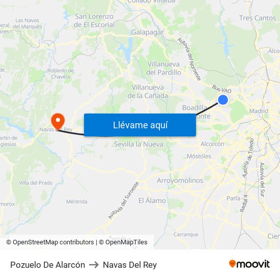 Pozuelo De Alarcón to Navas Del Rey map