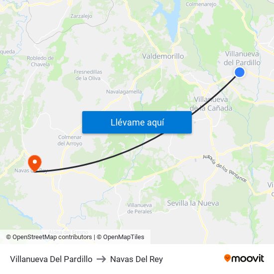 Villanueva Del Pardillo to Navas Del Rey map