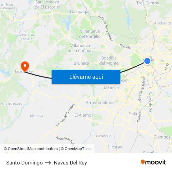 Santo Domingo to Navas Del Rey map