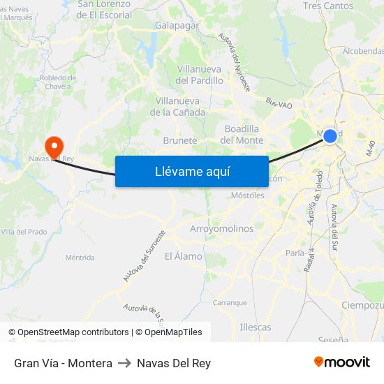 Gran Vía - Montera to Navas Del Rey map