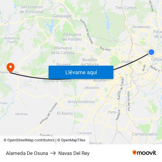 Alameda De Osuna to Navas Del Rey map