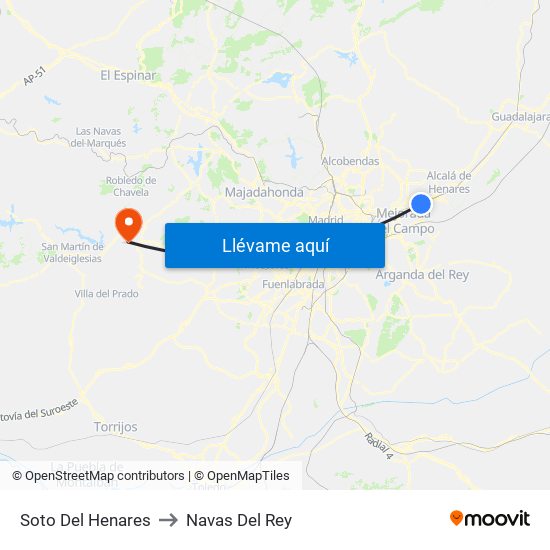 Soto Del Henares to Navas Del Rey map