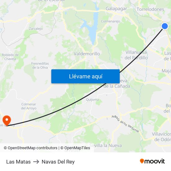 Las Matas to Navas Del Rey map