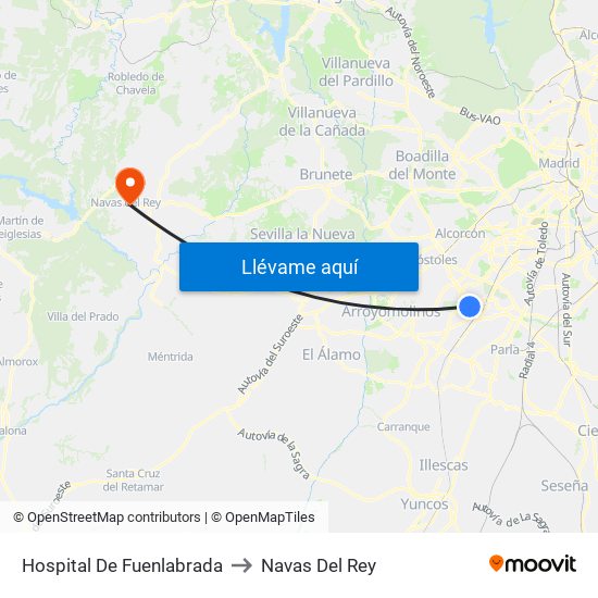 Hospital De Fuenlabrada to Navas Del Rey map