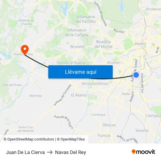 Juan De La Cierva to Navas Del Rey map