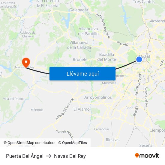 Puerta Del Ángel to Navas Del Rey map