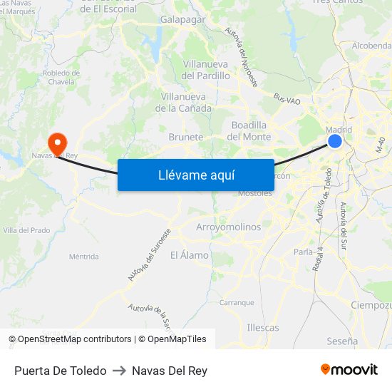 Puerta De Toledo to Navas Del Rey map