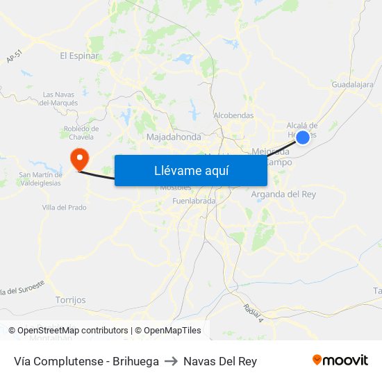 Vía Complutense - Brihuega to Navas Del Rey map