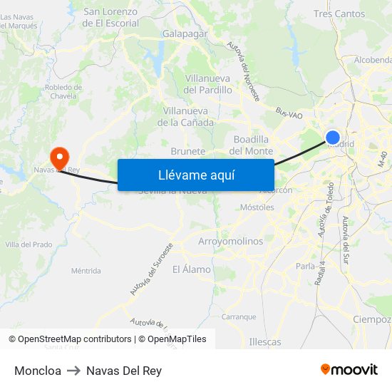 Moncloa to Navas Del Rey map