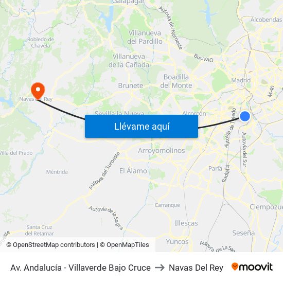 Av. Andalucía - Villaverde Bajo Cruce to Navas Del Rey map