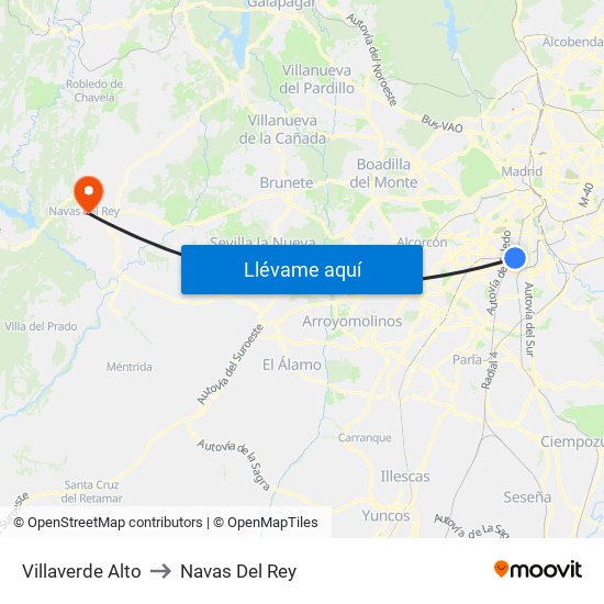 Villaverde Alto to Navas Del Rey map
