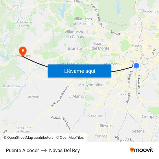 Puente Alcocer to Navas Del Rey map