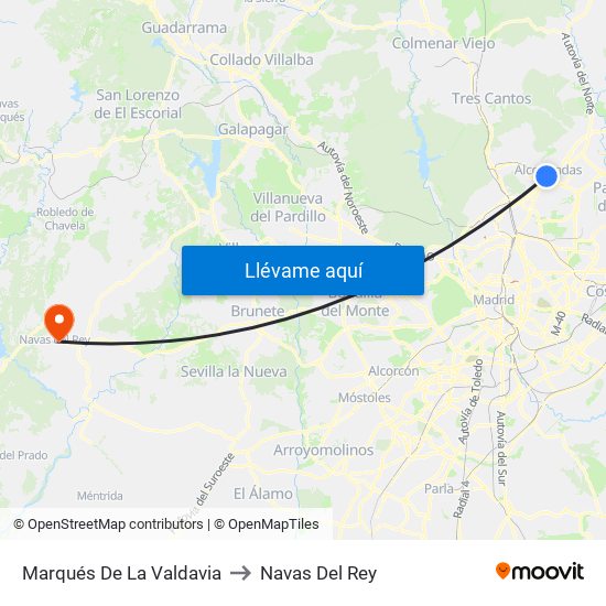 Marqués De La Valdavia to Navas Del Rey map
