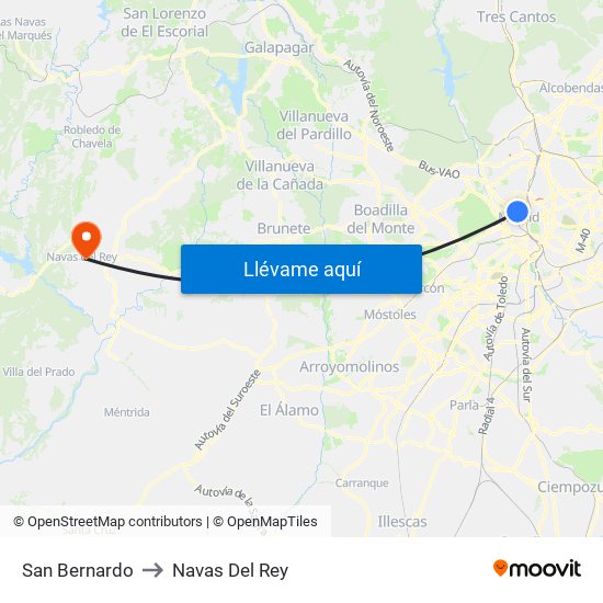 San Bernardo to Navas Del Rey map