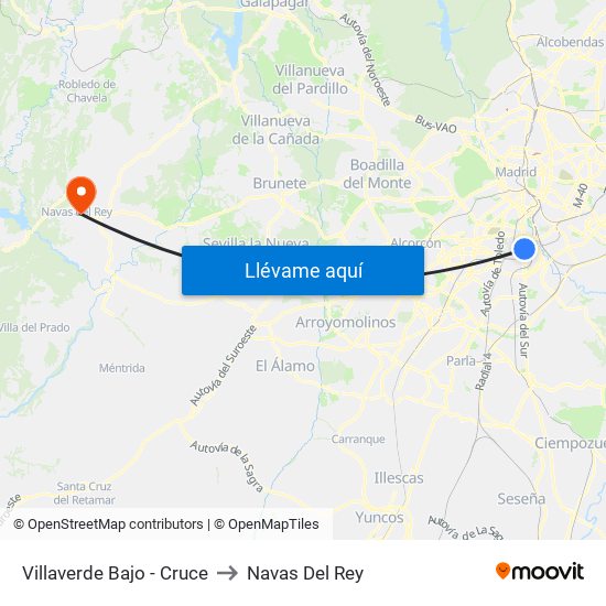 Villaverde Bajo - Cruce to Navas Del Rey map