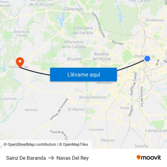 Sainz De Baranda to Navas Del Rey map