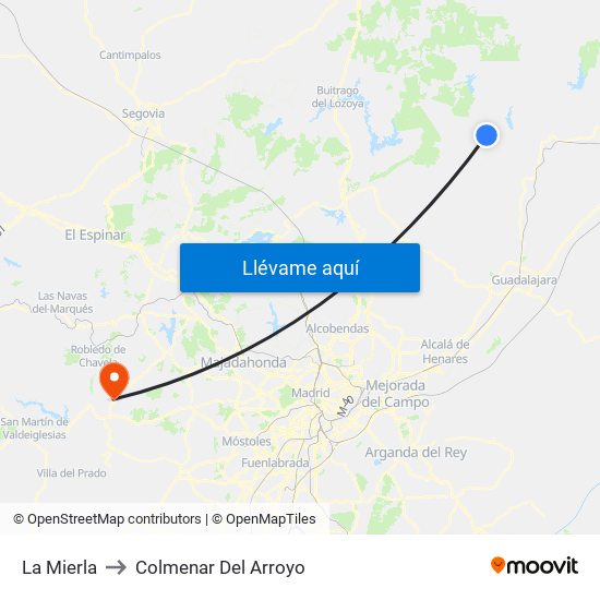 La Mierla to Colmenar Del Arroyo map