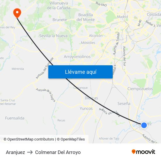 Aranjuez to Colmenar Del Arroyo map