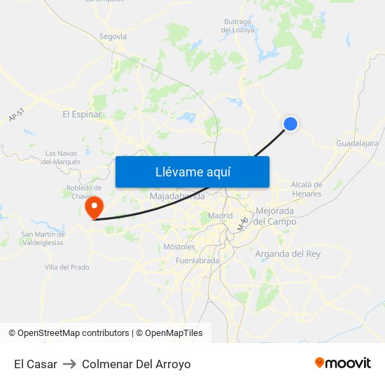 El Casar to Colmenar Del Arroyo map