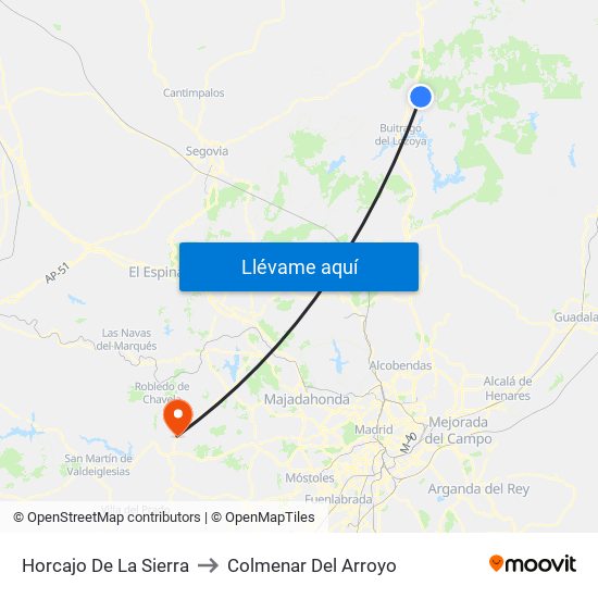 Horcajo De La Sierra to Colmenar Del Arroyo map