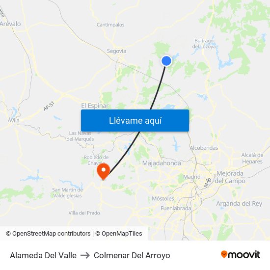 Alameda Del Valle to Colmenar Del Arroyo map