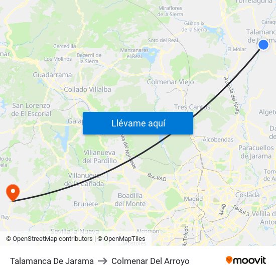 Talamanca De Jarama to Colmenar Del Arroyo map