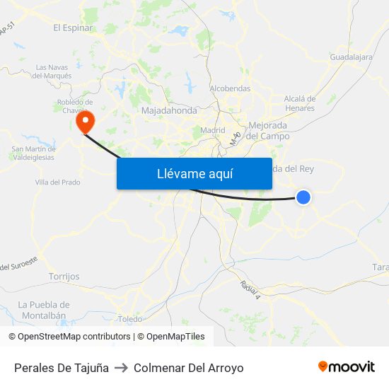 Perales De Tajuña to Colmenar Del Arroyo map