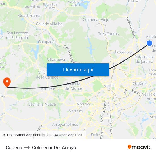 Cobeña to Colmenar Del Arroyo map