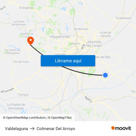 Valdelaguna to Colmenar Del Arroyo map