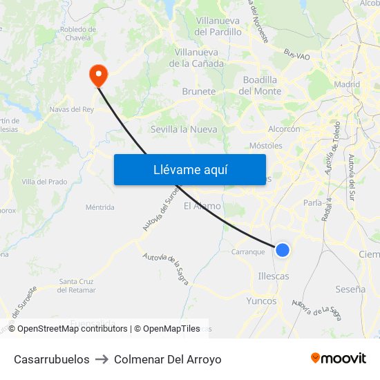 Casarrubuelos to Colmenar Del Arroyo map
