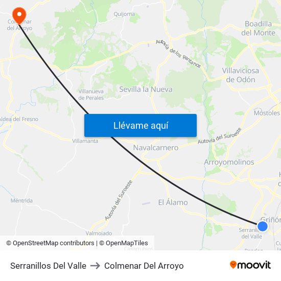 Serranillos Del Valle to Colmenar Del Arroyo map