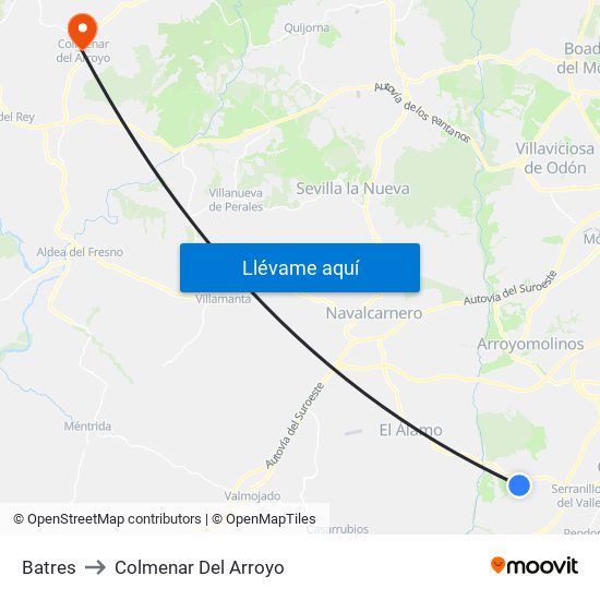 Batres to Colmenar Del Arroyo map