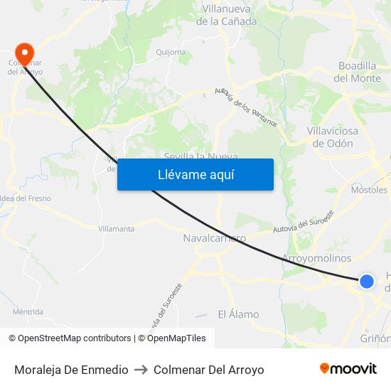 Moraleja De Enmedio to Colmenar Del Arroyo map