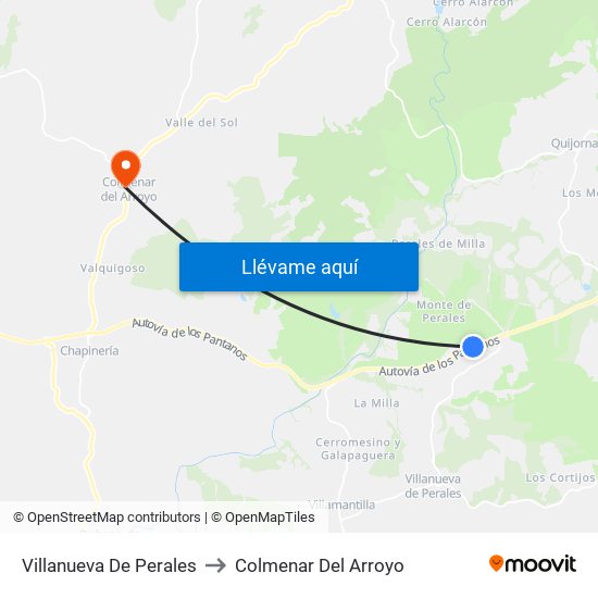 Villanueva De Perales to Colmenar Del Arroyo map