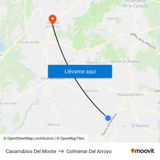 Casarrubios Del Monte to Colmenar Del Arroyo map