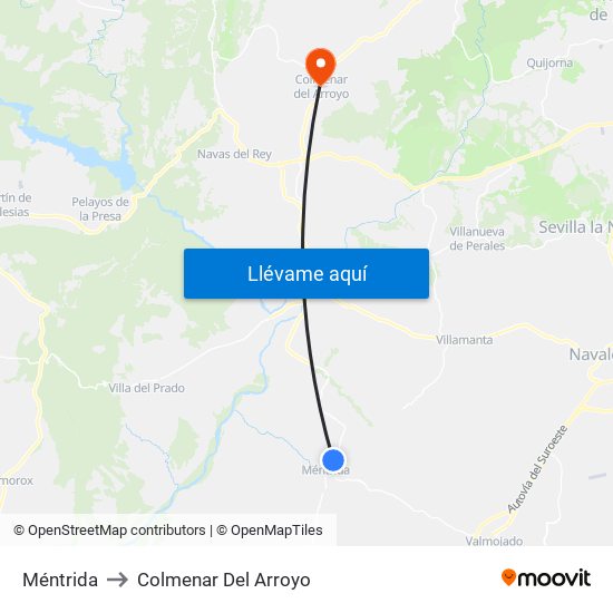 Méntrida to Colmenar Del Arroyo map