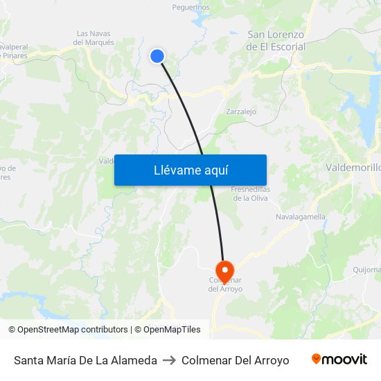 Santa María De La Alameda to Colmenar Del Arroyo map