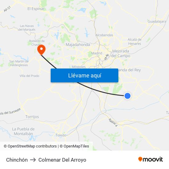 Chinchón to Colmenar Del Arroyo map