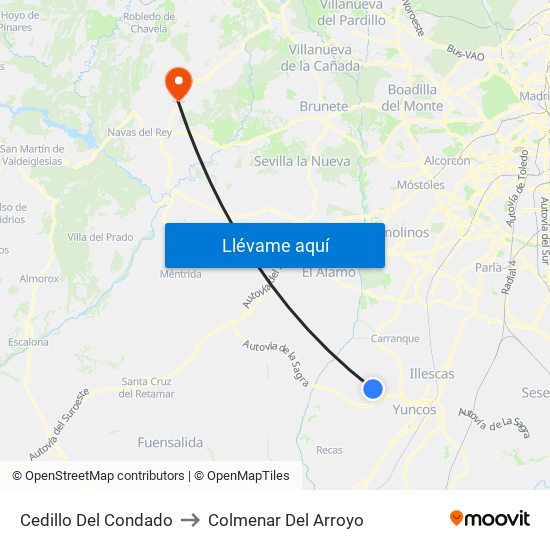 Cedillo Del Condado to Colmenar Del Arroyo map