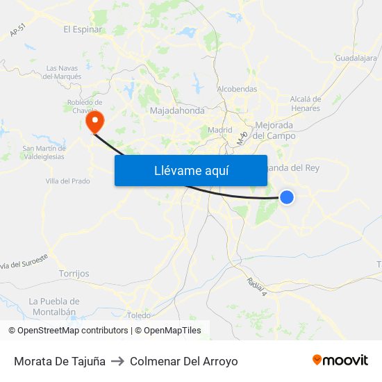 Morata De Tajuña to Colmenar Del Arroyo map