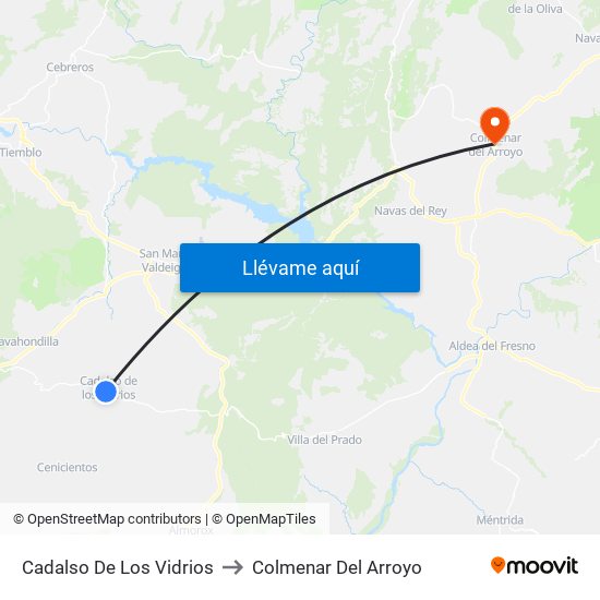 Cadalso De Los Vidrios to Colmenar Del Arroyo map