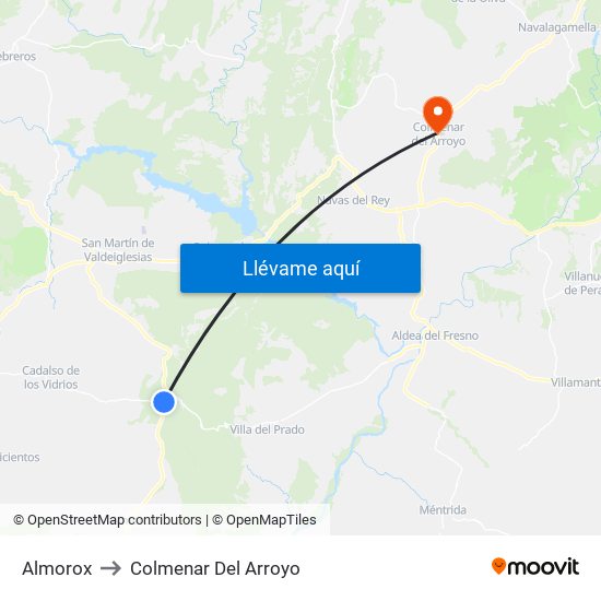Almorox to Colmenar Del Arroyo map