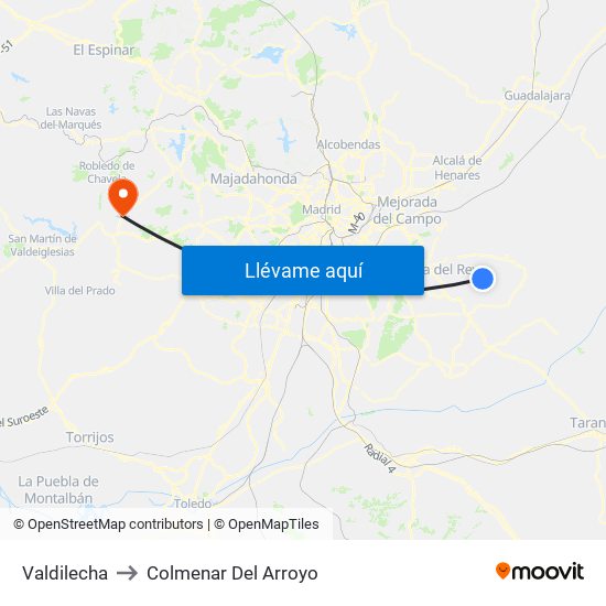 Valdilecha to Colmenar Del Arroyo map