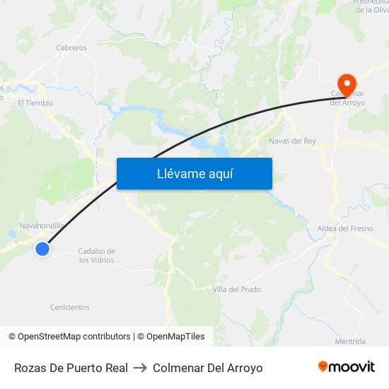 Rozas De Puerto Real to Colmenar Del Arroyo map