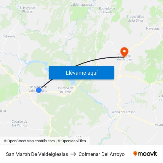 San Martín De Valdeiglesias to Colmenar Del Arroyo map
