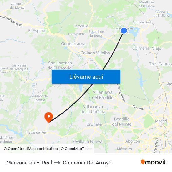 Manzanares El Real to Colmenar Del Arroyo map