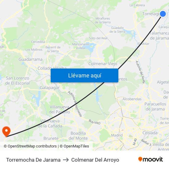 Torremocha De Jarama to Colmenar Del Arroyo map