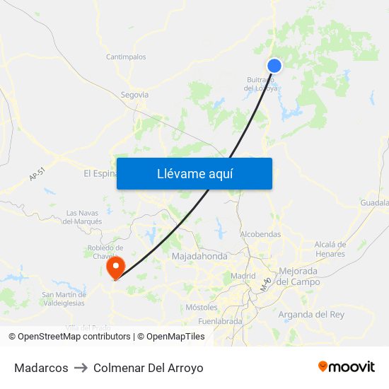 Madarcos to Colmenar Del Arroyo map